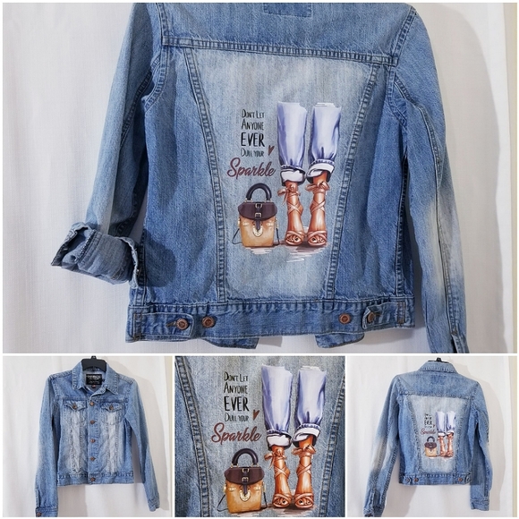 Rampage Jackets & Blazers - Upcycled jean jacket with nice hat press patch in the back.
